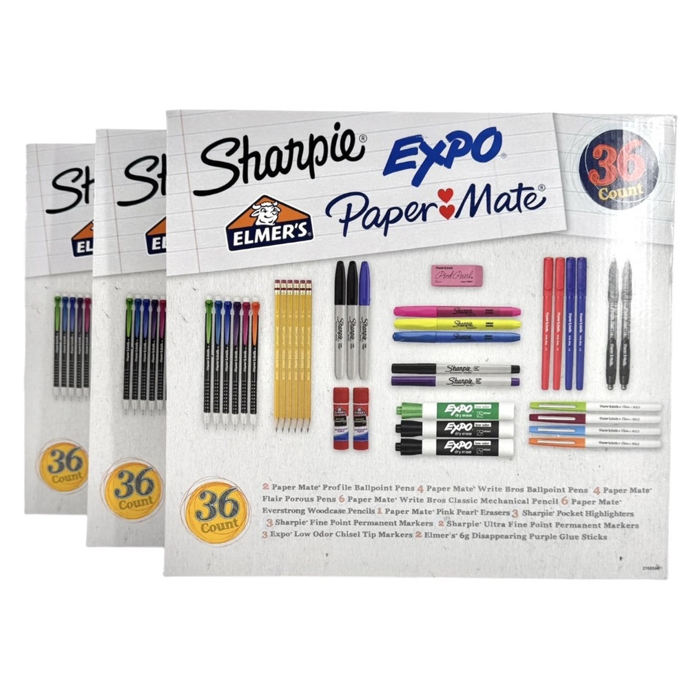 Assorted School/Office Supplies from Sharpie Elmer’s Paper Mate & Expo 36 pieces